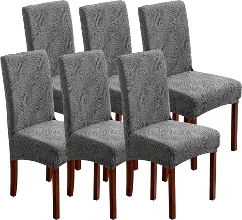 Vista 23 de Fundas para Sillas de Comedor, Fundas para Sillas de Comedor Elásticas Parsons, Protector de Sillas de Cocina para Comedor, Extraíbles, Lavables