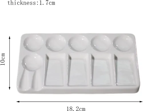 Vista 2 de White Ceramic Palette, Painting Tools for Chinese Painting Gouache, Oil Painting, Paint Tray