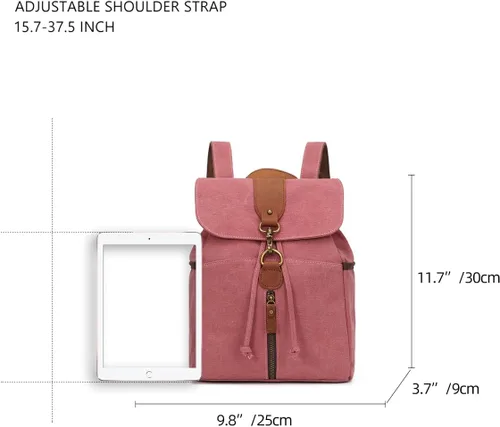 Vista 2 de KL928 Mochila de lona Mochila grande casual vintage para viajes al aire libre, mochila de senderismo para hombres y mujeres, 6885-lona-óxido rojo
