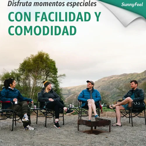 Vista 5 de SUNNYFEEL Silla de Camping para Directores, Silla Plegable Portátil de Gran Tamaño, Resistente, con Mesa Lateral y Bolsillo para Playa, Pesca