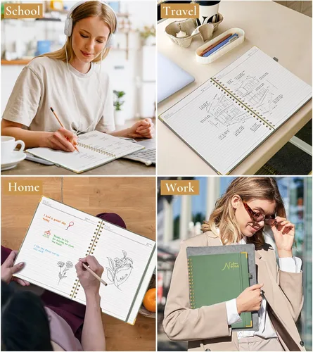Vista 7 de Cuaderno en espiral de tapa dura de 8.5 x 11 pulgadas, cuadernos A4 grandes y bonitos para mujeres y hombres, cuaderno rayado a rayas