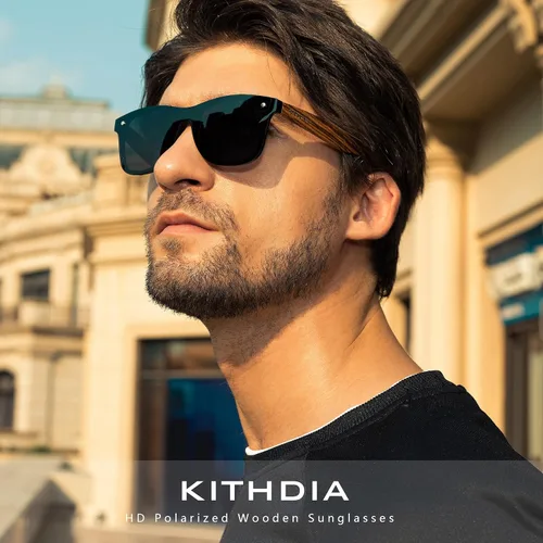 Vista 4 de Kithdia Zebra Gafas de sol de bambú de madera polarizadas para hombres y mujeres - Gafas de sol de madera S5029