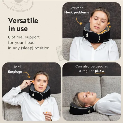 Vista 3 de Almohada cervical Airplane - Almohada de viaje - Espuma viscoelástica cómoda y ergonómica - Almohada de avión con soporte de cabeza y cuello de 360°