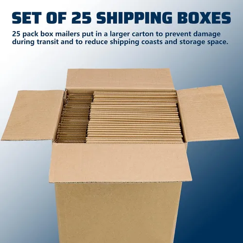Vista 9 de Cajas de envío, 25 unidades, 8 x 4 x 2 pulgadas, cajas de cartón corrugado marrón fuerte para embalaje de pequeñas empresas, correo, manualidades