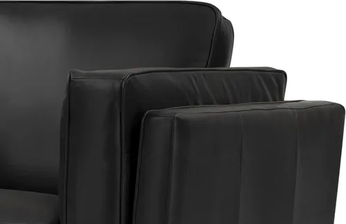 Vista 7 de Valencia Artisan - Silla decorativa de cuero completo de 41.5 pulgadas, silla de napa italiana pura, acento de madera maciza, máxima comodidad, Negro