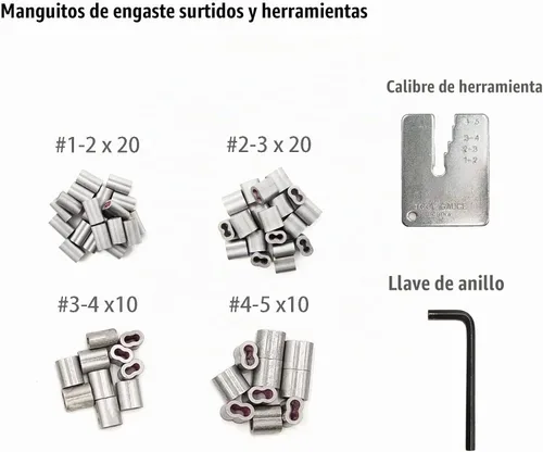 Vista 4 de FenceMate - Kit de herramientas de crimpado de 4 ranuras para unir alambres/cuerdas de acero de alta resistencia