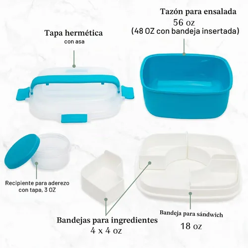 Vista 4 de Goodful Caja de almuerzo apilable, almacenamiento de alimentos estilo Bento con compartimentos extraíbles para sándwich, aperitivos, coberturas