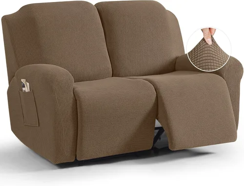 Vista 42 de TAOCOCO Funda reclinable de 4 piezas, funda elástica para sofá reclinable de 4 piezas, funda reclinable con 1 asiento, protector de sofá suave