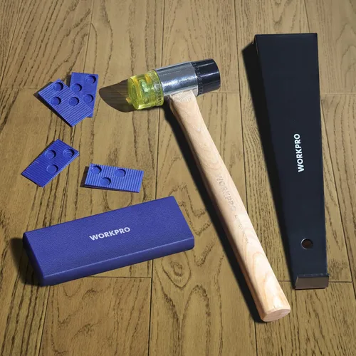 Vista 6 de WORKPRO Kit de instalación de pisos de madera laminada con mazo reforzado de doble cara, barra de tracción resistente, bloque de roscado