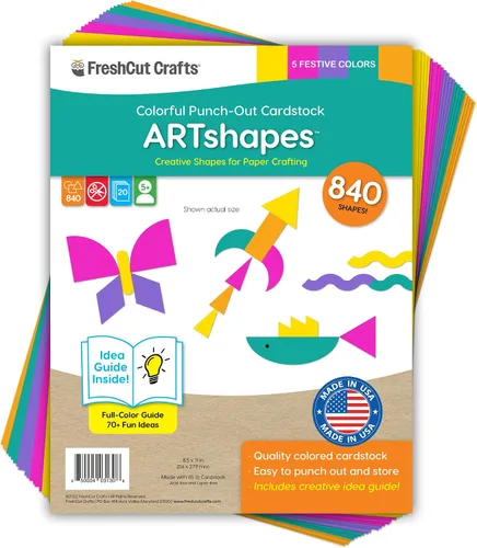 Vista 11 de ARTshapes - Paquete de 840 formas de papel creativas con guía de más de 70 ideas, cartulina hecha en Estados Unidos, suministros de manualidades DIY