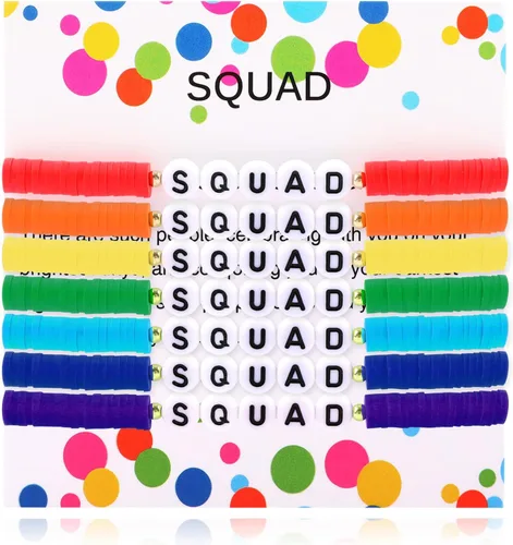 Vista 14 de Juego de pulseras heishi arcoíris estilo surfista para mujer, juego de pulseras apilables de cuentas de arcilla, pulseras elásticas con disco