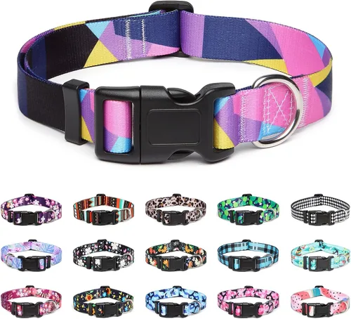 Vista 16 de Mercano - Collar ajustable para perro, patrones de diseño especial, collar de nailon suave cómodo y duradero para perros pequeños, medianos