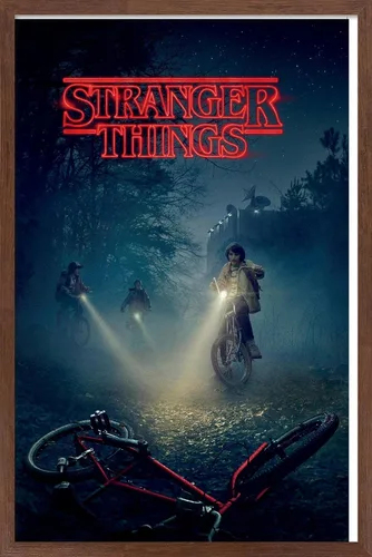 Vista 19 de Trends International Netflix Stranger Things - Póster de pared de bicicletas, 14.725 x 22.375 pulgadas, versión enmarcada de madera de granero