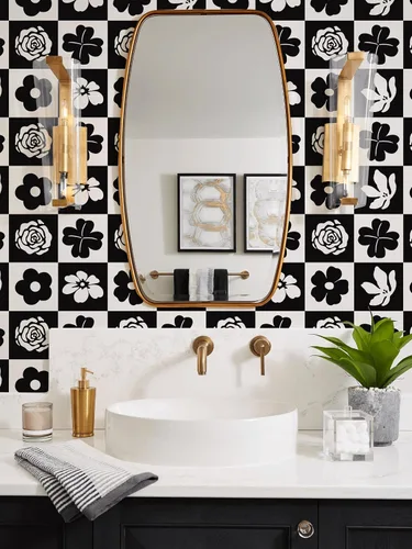 Vista 14 de Ismoon Papel tapiz bohemio para despegar y pegar, de 16.1 x 78.7 pulgadas, moderno papel de contacto geométrico beige/rojo oxidado, papel de pared