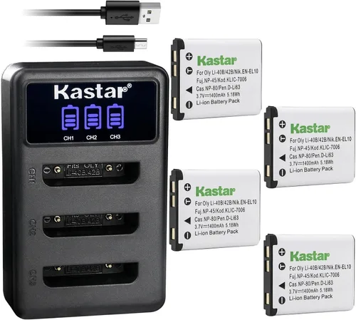 Vista 7 de Kastar Cargador de batería USB triple LCD compatible con Sealife Reefmaster DC-1200, DC1200, DC-1400, DC1400, DC-600, DC600, Tevion SZ 7, Z1400