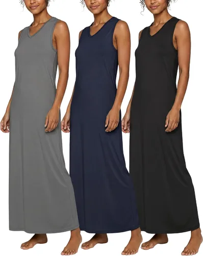 Vista 14 de Real Essentials 3 Pack: Camisón sin mangas ultrasuave para mujer, camisón de dormir en tanque (disponible en tallas extragrandes)