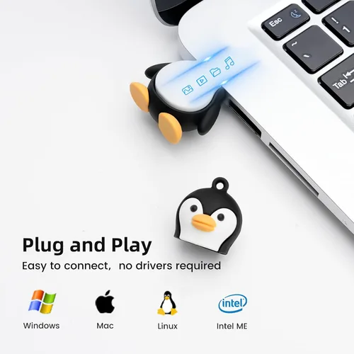 Vista 3 de Unidad flash USB de 32 GB modelo de pingüino lindo USB Drive USB 2.0 Memory Stick para almacenamiento de datos externo