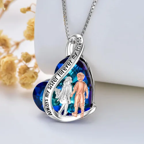 Vista 30 de Collar de plata de ley para hermanas, joyas de cumpleaños para hermanas y amigas