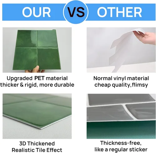 Vista 3 de Protector contra salpicaduras para cocina, 10 hojas de 9 x 9 pulgadas, adhesivo 3D para cocina, baño, azulejos de pared