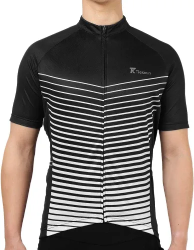 Vista 7 de Camisetas de ciclismo para hombre, camisetas de ciclismo de manga corta, chaqueta de bicicleta con cremallera completa
