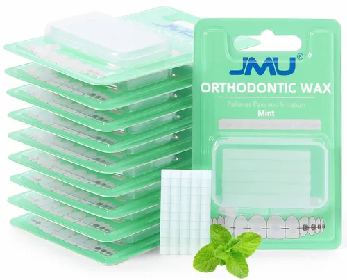 Vista 8 de JMU - Cera de ortodoncia para aparatos ortopédicos, 1 paquete, 50 puntos de cera dental precortados, menta
