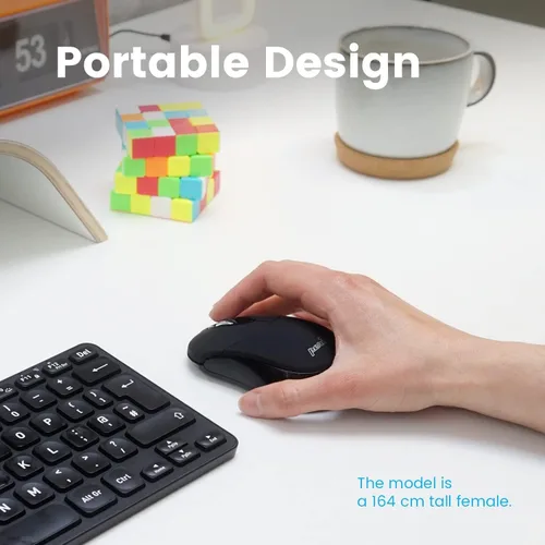Vista 4 de Perixx PERIMICE-802B - Mouse inalámbrico Bluetooth, diseño portátil para Windows, iOS y tabletas Android, goma negra