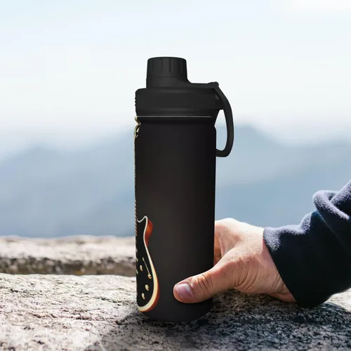 Vista 8 de Black Guitar Insulated Stainless Steel Kettle Print Funny Water Bottle Insulated Ideal for Sports and Travel