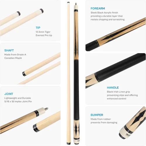 Vista 3 de PEARSON Cues Player Series Pool Cue Maple Wood Cue Stick in Multiple Colors, Low-Deflection Shaft, 5/16-18 Joint – Professional Billiard Stick &