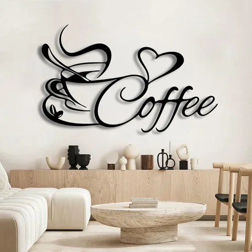 Vista 8 de Oxzcimty Arte de pared de taza de café de metal, decoración de pared de café, arte de pared de metal para cafeterías, cocina, comedor, bar, sala