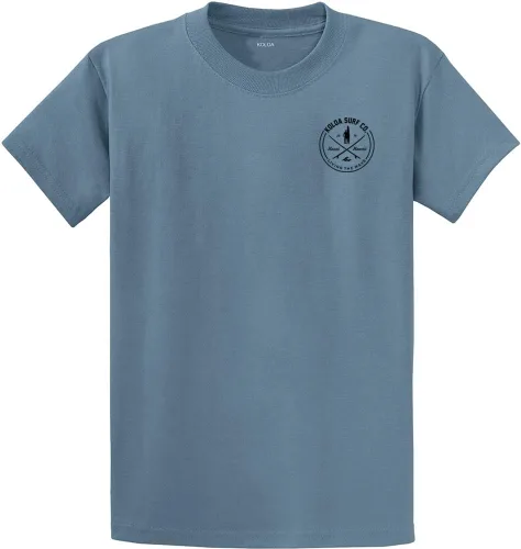 Vista 14 de Koloa Surf - Camisetas de algodón pesado para hombre, tallas grandes y altas Azul acuático/negro buscando diseño de ondas