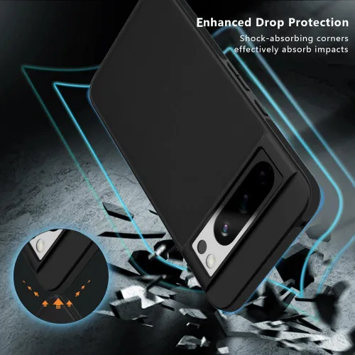 Vista 6 de X-level Funda delgada para Google Pixel 8 Pro, de doble capa, a prueba de golpes, cuerpo completo, parte trasera de policarbonato duro, superficie