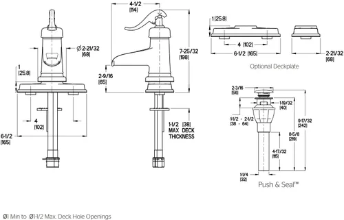 Vista 7 de Pfister LF042YP0U Ashfield Grifo monocomando de 4" para baño en bronce rústico, LF-M42-YPKK
