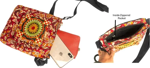 Vista 6 de Bolso de mensajero pequeño bolso de viaje Satchel Monedero diario Crossbody Hobo Hombro Casual Floral acolchado