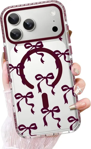 Vista 61 de OOK Funda magnética transparente para iPhone 17, lindo encaje floral negro Encaje Negro Floral