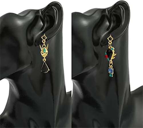 Vista 6 de Juego de anime Genshin Impact Zhongli Keqing Mona - Aretes de joyería de moda para mujeres y niñas Metal Plata tibetana
