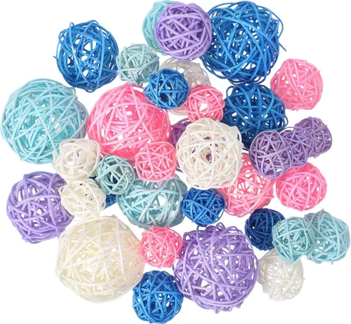 Vista 14 de Patelai 36 Piezas Bolas de Mimbre de Ratán Bolas Decorativas para Jarrón Centro de Mesa Cuencos Esferas de Relleno para Decoración del Hogar, 4 Boho