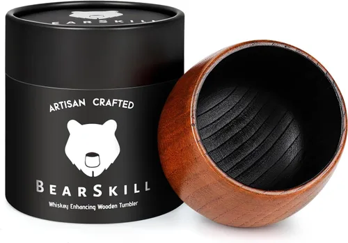 Vista 7 de BearSkill Vaso de madera carbonizada de bourbon para beber, vaso de whisky, regalos de bourbon para hombres, vaso de madera a la antigua, gran