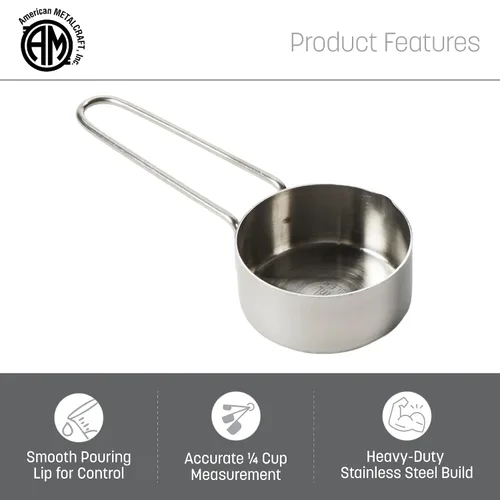 Vista 3 de American METALCRAFT, Inc. 1/4 taza medidora de acero inoxidable, 1/4 taza, plata, MCW14