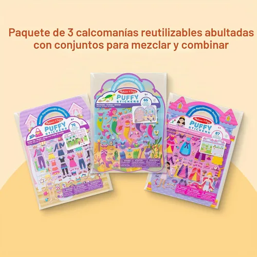 Vista 3 de Melissa & Doug Princesa Puffy, juego de adhesivos, Combo de calcomanías infladas