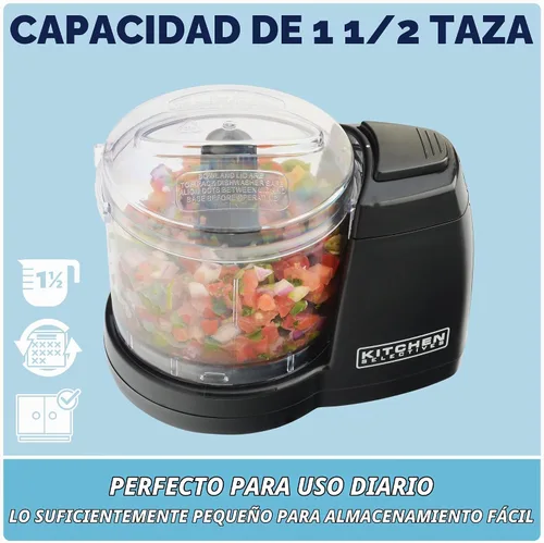 Vista 3 de Kitchen Selectives Mini Chopper de Select Brands - Mini picadora eléctrica de alimentos para electrodomésticos de cocina - Cuenta con piezas aptas