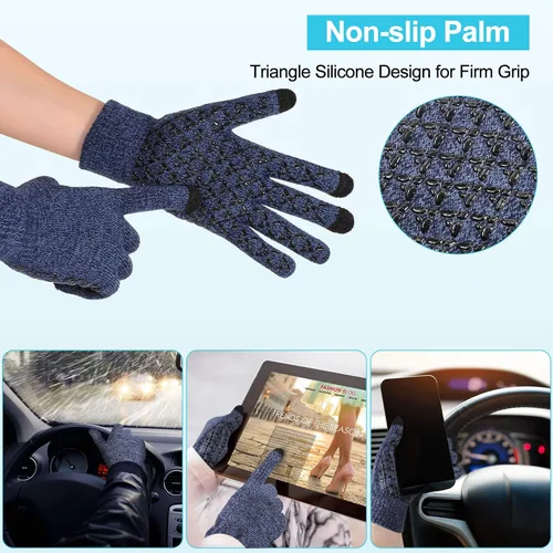 Vista 4 de Conjunto de guantes de invierno con forro polar para hombre y mujer