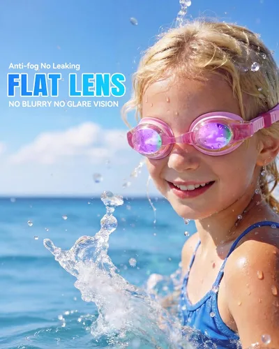 Vista 2 de Aegend - Paquete de 2 gafas para niños, gafas de natación para niños de 4 a 16 años, niños y niñas jóvenes, gafas de piscina antivaho, impermeables