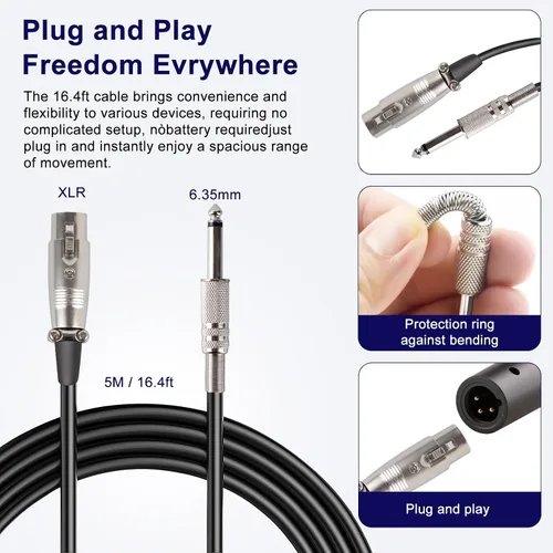 Vista 4 de LyricLoom Micrófono profesional con cable para canto de karaoke, micrófono dinámico vocal de mano de metal, micrófono con cable e interruptor