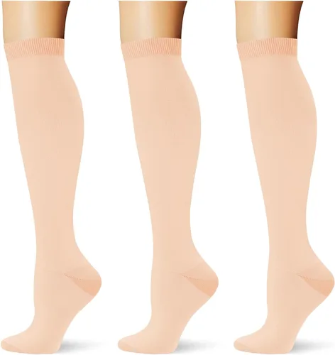 Vista 30 de (3 pares) Calcetines de compresión 20-30 mmHg, calcetines largos hasta la rodilla para mujeres y hombres, soporte atlético, para viajes y uso diario