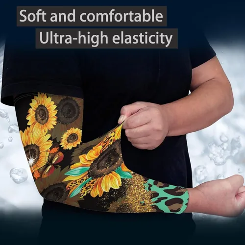 Vista 52 de CLOHOMIN Mangas para brazos, protección solar, mangas de compresión, cubierta de tatuaje para mujeres y hombres, manga deportiva atlética refrescante