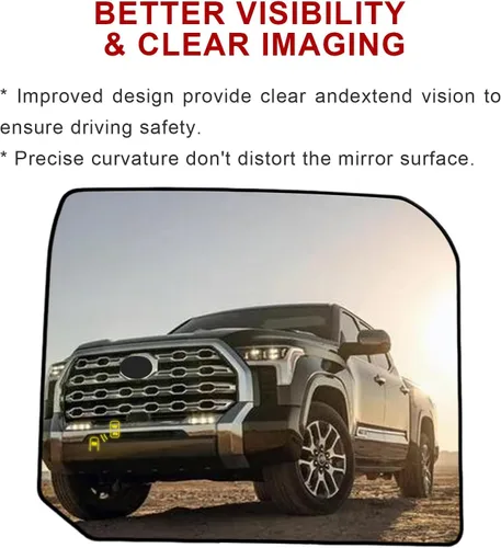 Vista 4 de Reemplazo del espejo lateral del conductor con detección de punto ciego para Toyota Tundra 2022-2023, retrovisor lateral superior izquierdo