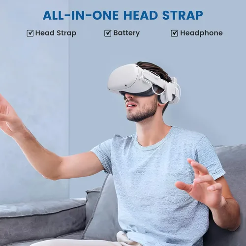 Vista 3 de alcopanda 1*Headphone Head Strap with Battery +Charing Dock for Quest 2