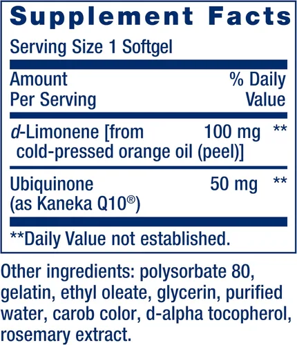 Vista 3 de Life Extension CoQ10 superabsorbente (ubiquinona) 50 mg con suplemento de apoyo para la salud del corazón d-limoneno, promueve la función cerebral