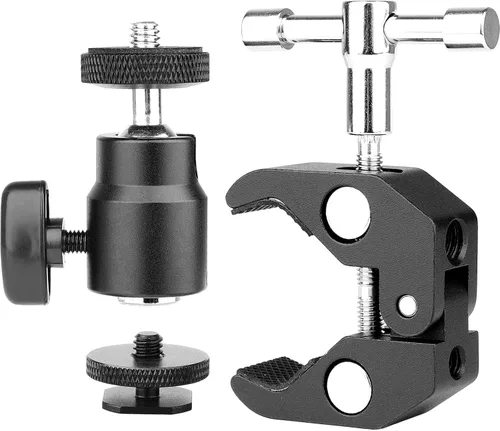 Vista 3 de Abrazadera de montaje de bola con cabeza de bola de montaje de zapata con cabezal de trípode de 1/4 "-20 adaptador de zapata caliente y súper