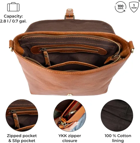 Vista 4 de BERLINER BAGS Bolso bandolera de cuero genuino vintage Catalina, bolso bandolera pequeño para mujer